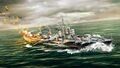 Artwork of Yukikaze firing its weapons in Fleet of Blue Flames