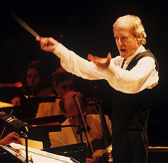 John Barry conducting at the Royal Albert Hall in 1999