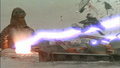 Godzilla is hit by Battra's prism beams