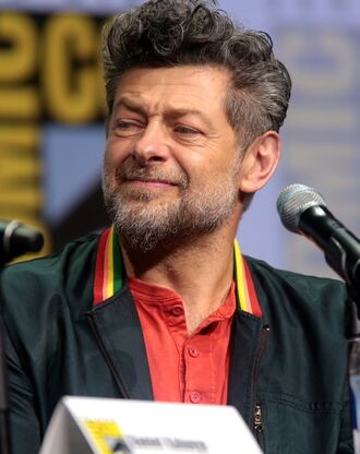 Andy Serkis speaking at the 2017 San Diego Comic Con International, for "Black Panther", at the San Diego Convention Center in San Diego, California.