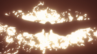 The silhouette of Mothra's imago stage in a vision in GODZILLA: The Planet Eater