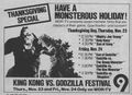 1980's WOR-TV Thanksgiving week ad for King Kong vs. Godzilla
