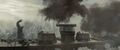 Godzilla collapses back into the sea