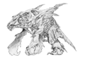 Orga concept art by Shinji Nishikawa, said to be closest to the monster's decided design[8]