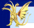 Early Cretaceous King Ghidorah concept art, bearing a strong resemblance to the Showa King Ghidorah