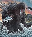 Godzilla rising from the sea