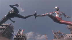 Ultraman battles Mefilas in Shin Ultraman