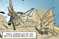 Frankenghidorah firing gravity beams at Mecha-King Ghidorah