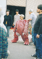 Rie Ota tries on an unfinished Baragon suit