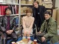 England (second from right) with GMK director Kaneko and stars Chiharu Niiyama and Ryudo Uzaki