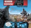 Godzilla signaling a duel with Mechagodzilla