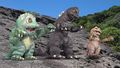 Godzilla-kun, Minilla, and Little practicing their punches