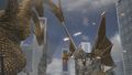 Mecha-King Ghidorah battling King Ghidorah