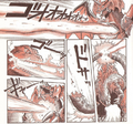 Destoroyah cuts off part of Godzilla's tail with the Stomach Beam in the Rippu Shobo manga adaptation.