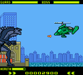 The Helicopter's first form attacking Godzilla