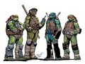 Raphael, Donatello, Leonardo, and Michelangelo concept art by Fero Pe and Luiz Zavala