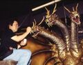 Wakasa applies finishing touches on the Modern Type King Ghidorah suit
