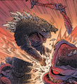 Godzilla pummeling the doppelganger demon