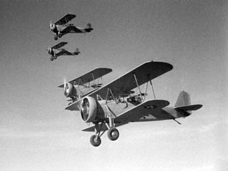 A fleet of Curtiss F8C Helldivers in the 1933 King Kong film