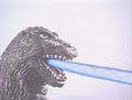 Godzilla fires his atomic breath