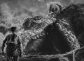 Blood pours out of the mouth of the dead Meat-Eater in King Kong (1933)