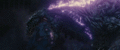 Godzilla ignites fire released from his mouth