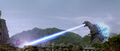 Baragon is hit by Godzilla's atomic breath