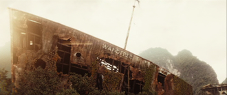 The wreckage of the Wanderer in Kong: Skull Island