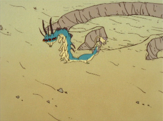 The heat-shrunken El Gusano Gigante in Godzilla: The Series