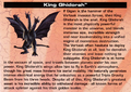 King Ghidorah's bio from page 27 of the Godzilla: Unleashed instruction manual booklet