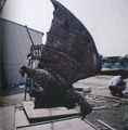 A flying Rodan prop created for use in Ghidorah, the Three-Headed Monster, which was subsequently reused until Destroy All Monsters[12]