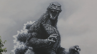 A shot of the Godzilla wall painting used as the first episode's thumbnail