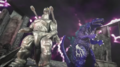 Super Mechagodzilla and Thunder Godzilla arriving at the Temple of Destoroyah