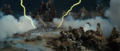The surface of Planet X is struck by gravity beams