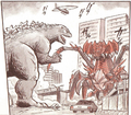 Aggregate Destoroyah facing off against Godzilla Junior