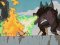 The Fire Monster fighting Godzilla