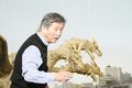 Koichi Kawakita and King Ghidorah on the set of CR Godzilla 3S-T Battle or CR Godzilla: Descent of the Destruction God
