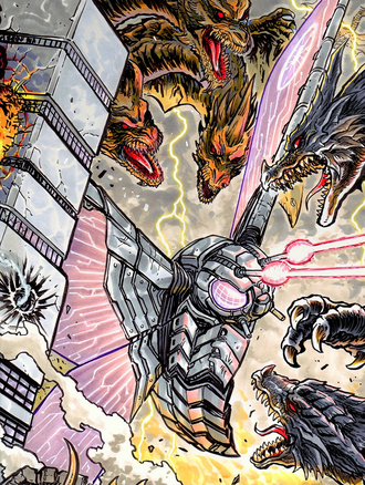 Textless art of MechaMothra from Mothra: Queen of the Monsters #3