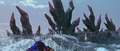 Godzilla's dorsal plates break the surface