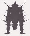 Mechagodzilla's silhouette from the "Proposal to develop heavy mass nano-metal decisive battle weapons" by Mulu-elu Galu-gu
