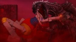 Godzilla Ultima clashes with Jet Jaguar in Tokyo (Godzilla Singular Point)