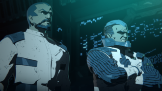 The Bilusaludo Chieftain Halu-elu Dolu-do and Technical Officer Mulu-elu Galu-gu in GODZILLA: Planet of the Monsters