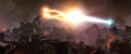 Godzilla's atomic breath connecting with Keizer Ghidorah's Destroyed Keizer beams
