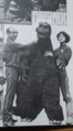 Haruo Nakajima poses with a replica of the MegaroGoji suit in a 1983 issue of Uchusen (宇宙船) magazine