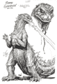 Revised "Godzilla" design proposal sketch by Steve Bissette[2]
