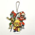 Keychain featuring Godman, Greenman, and Kotaro Ushiwaka