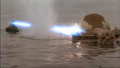 Godzilla attacks the newly hatched Mothra
