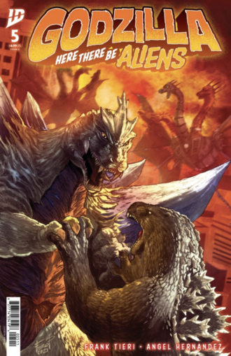 Cover A of Godzilla: Here There Be Aliens #5 by Fero Peniche