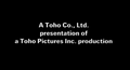 English "A Toho Co., Ltd. presentation of a Toho Pictures Inc. production" card from the international version of Godzilla vs. Destoroyah