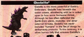 The first half of Godzilla 2000's bio from page 25 of the Godzilla: Unleashed instruction manual